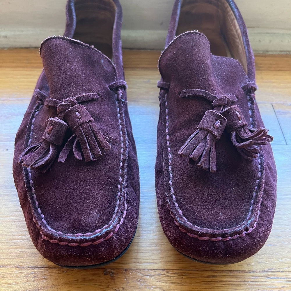 Ralph Lauren Men's Burgundy Suede Tassel Loafers - Picture 3 of 6